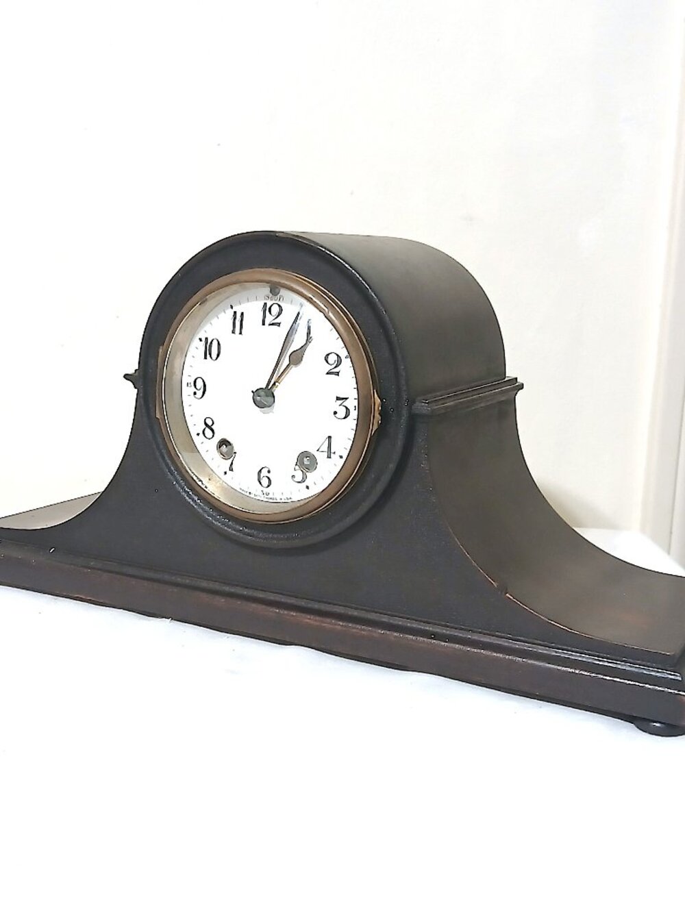 Vintage Seth Thomas Mantel Clock USA Pendulum Chime 15” Wood Case Runs Then Stop